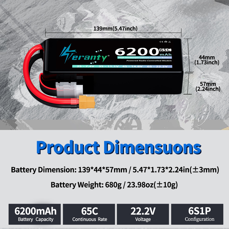 แบตเตอรี่ลิโพ TERANTY 6S 6200m - Rc Hobby Trucks บทวิจารณ์และราคา